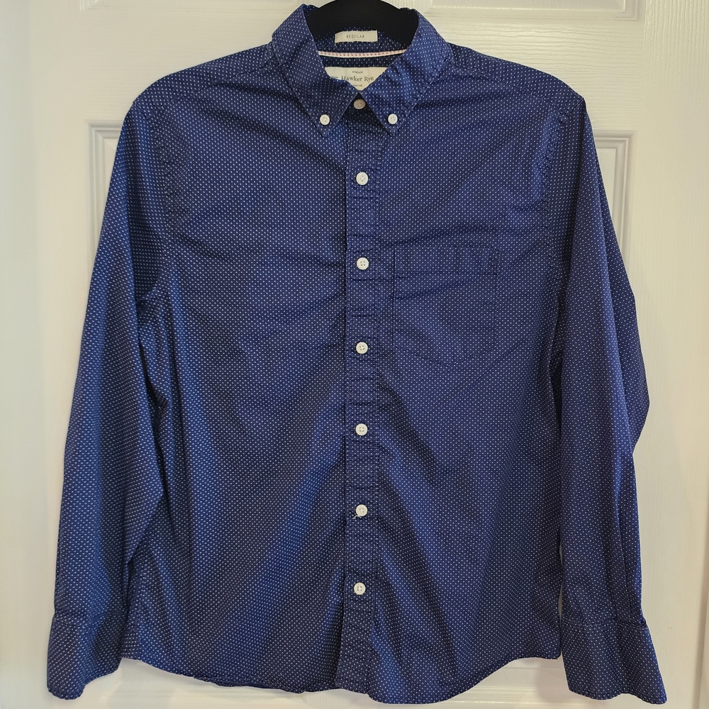 Hawker Rye Causal Blue Button-Down Shirt Small Short Stretch